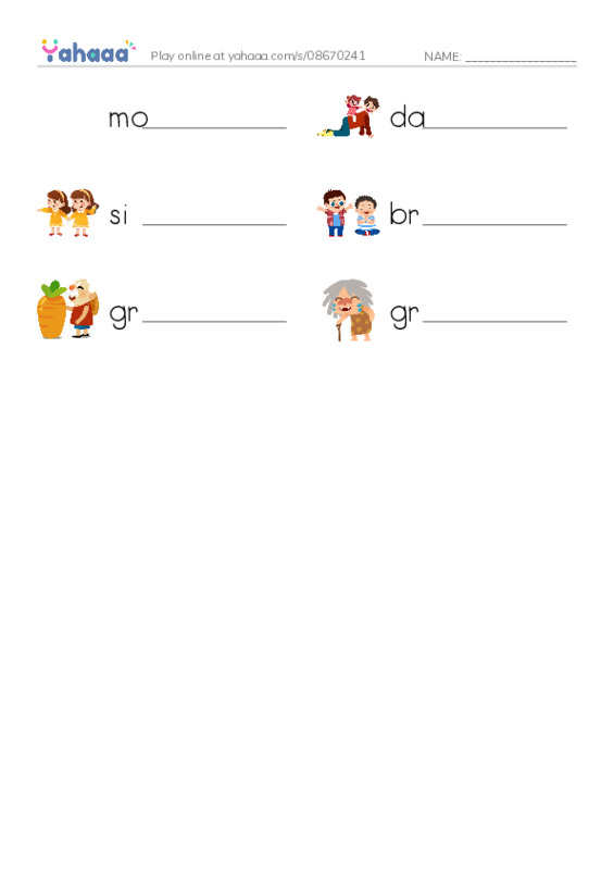 Write the word rows worksheet for ff2