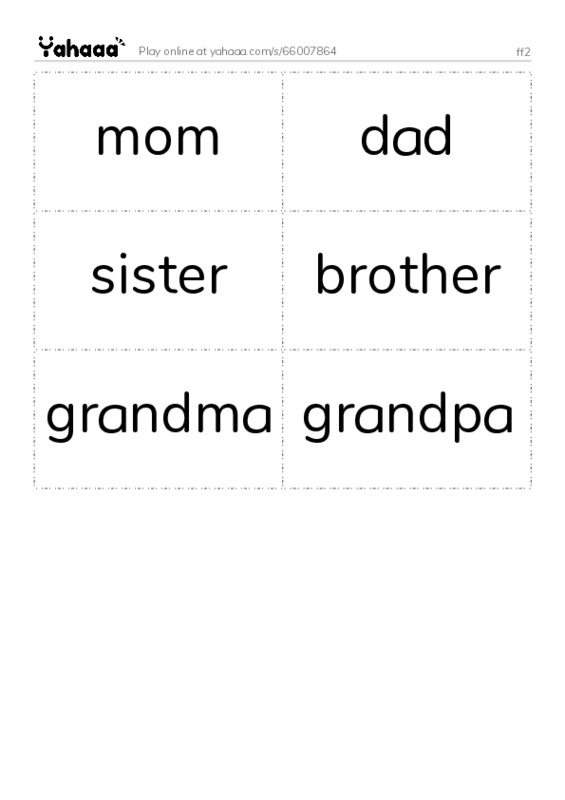Word flashcards worksheet for ff2