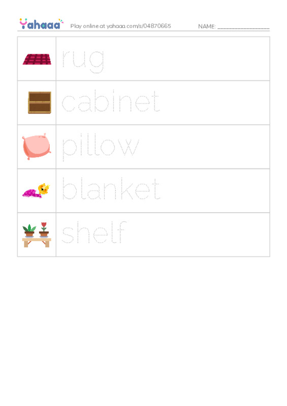 Picture and word rows worksheet for ff2