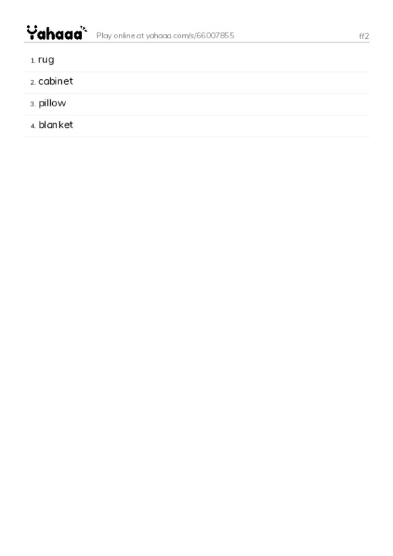 Word list with meanings worksheet for ff2