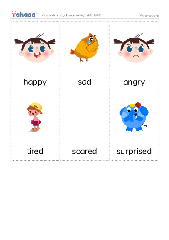 Picture flashcards worksheet for My emotions