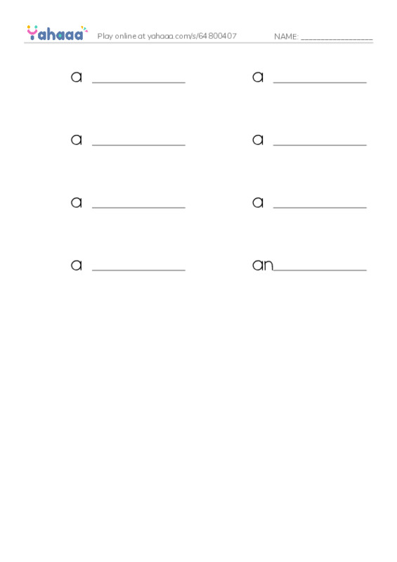 Write the word rows worksheet for LG1 U1 L1