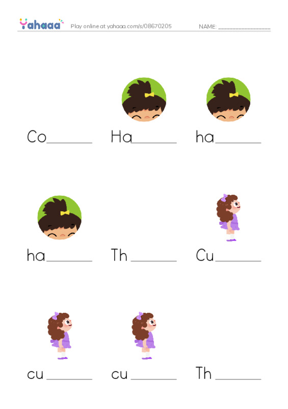 Finish the word worksheet for Colorful Hair, Hair, hair and 10 more