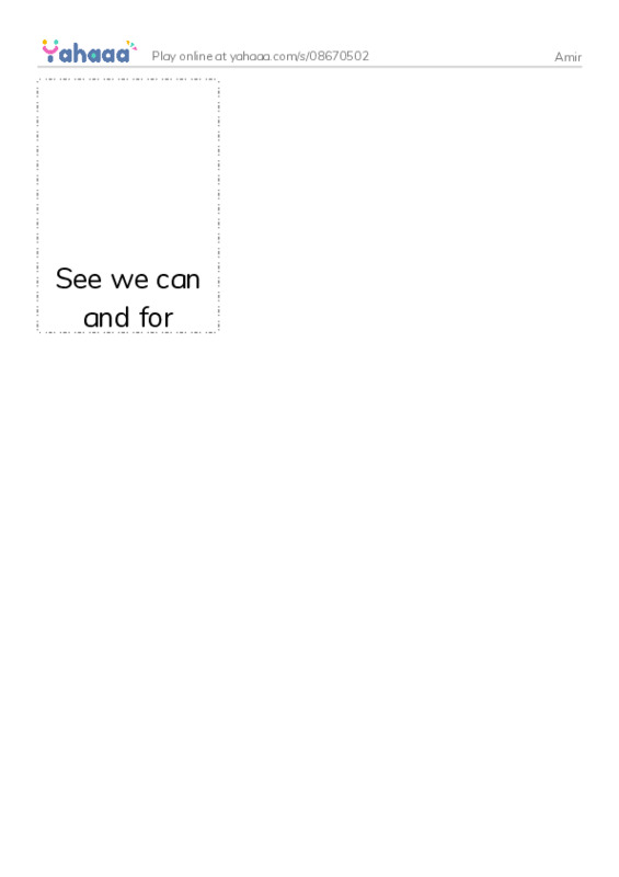 Picture flashcards worksheet for Amir