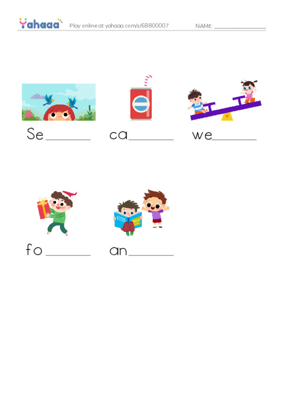 Finish the word worksheet for Amir