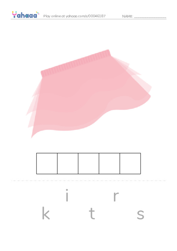Letter scramble puzzle worksheet for CLOTHES