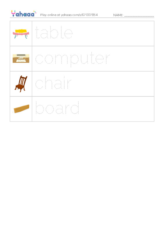 Picture and word rows worksheet for ff3