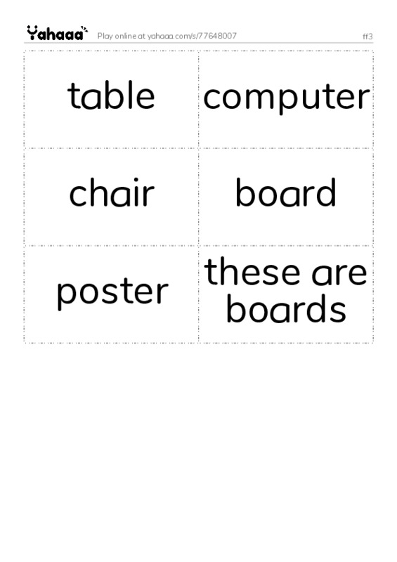 Word flashcards worksheet for ff3