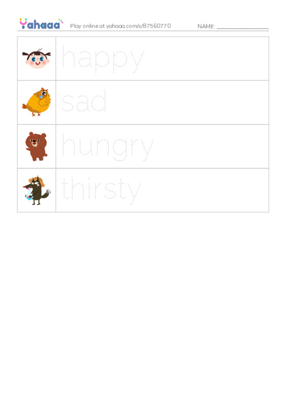 Picture and word rows worksheet for ff2