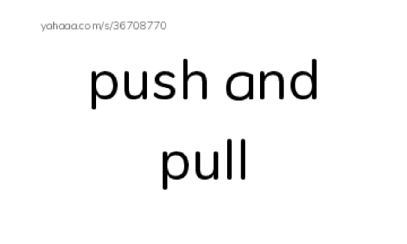 Index cards, words only worksheet for push and pull