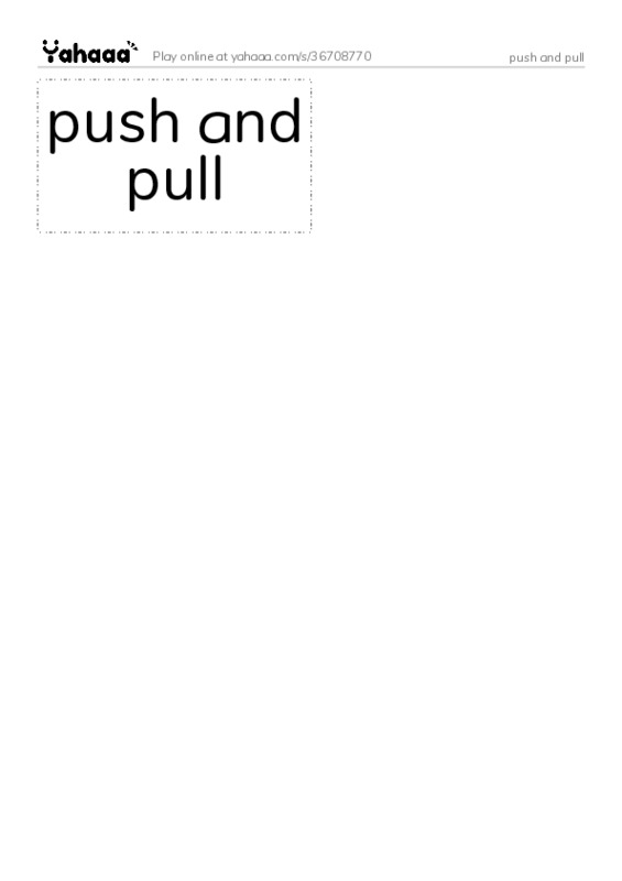 Word flashcards worksheet for push and pull