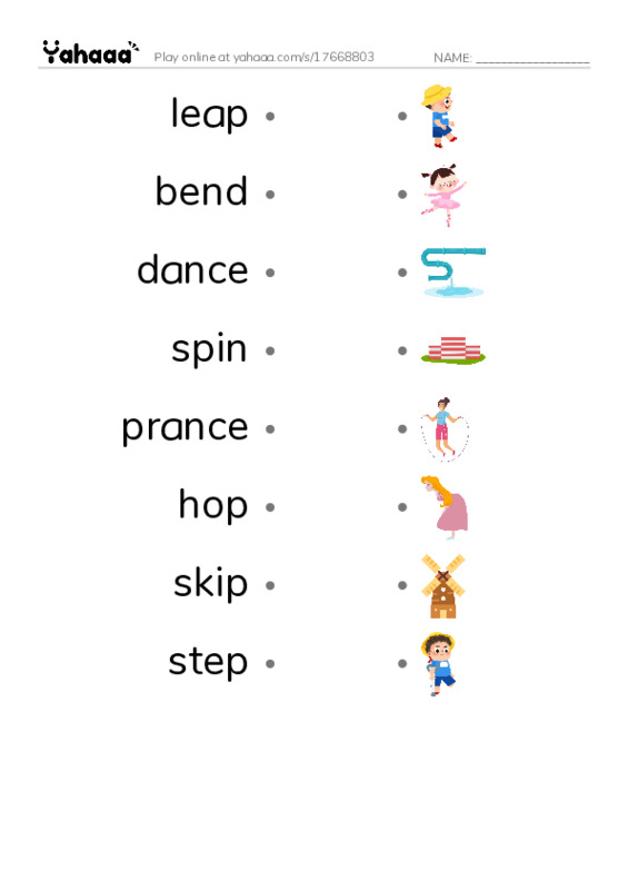 Draw a line to match worksheet for you can dance