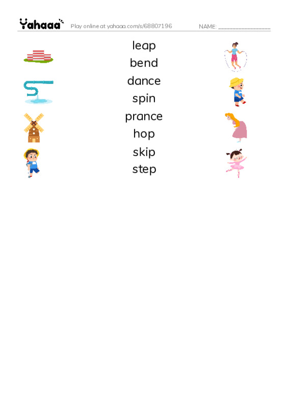 Match both sides worksheet for you can dance