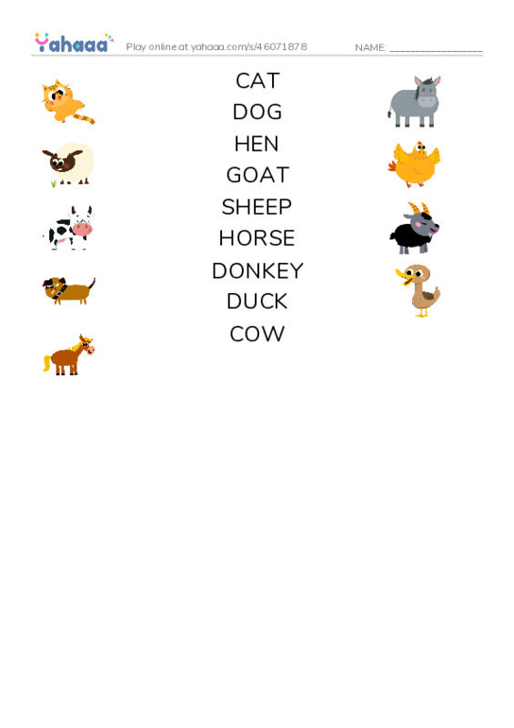 Match both sides worksheet for ESL-ANIMAL