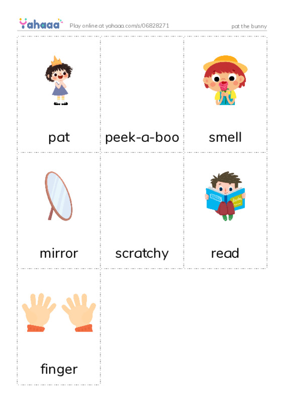Picture flashcards worksheet for pat the bunny