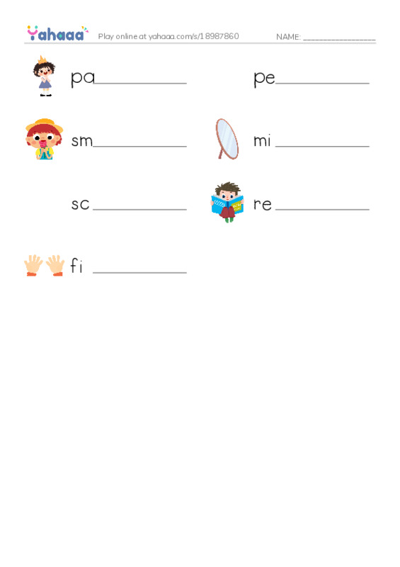 Write the word rows worksheet for pat the bunny
