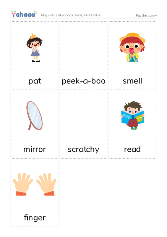 Picture flashcards worksheet for Pat the bunny