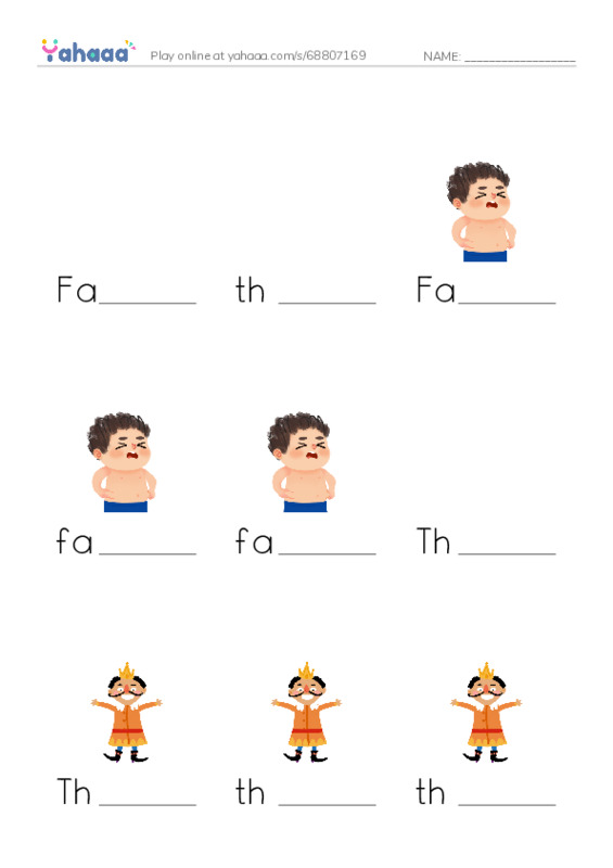 Finish the word worksheet for Fat cat, thin cat, Fat and 11 more