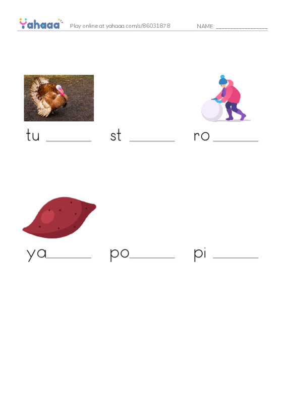 Finish the word worksheet for smells like thanksgiving
