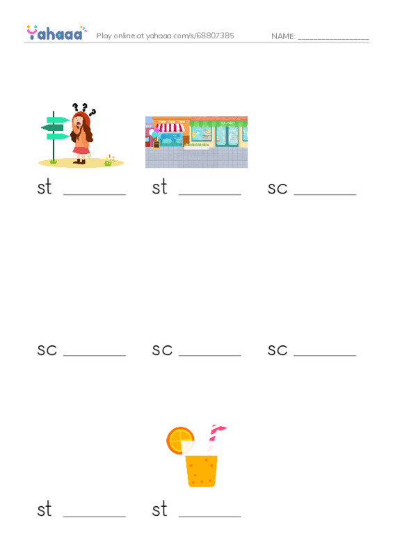 Finish the word worksheet for stray, street, scrawny and 5 more
