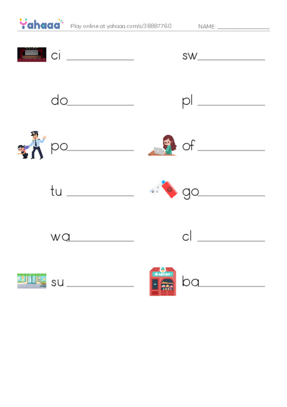 Write the word rows worksheet for HK2-GS4