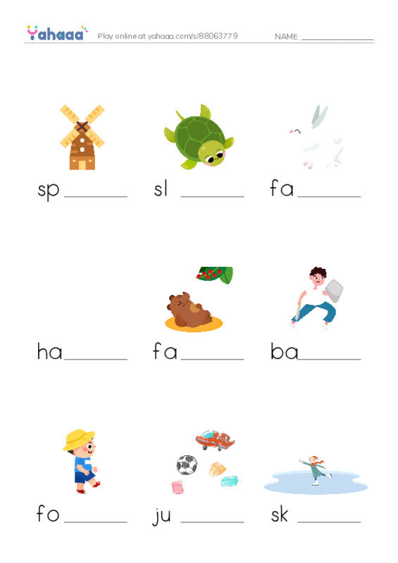 Finish the word worksheet for i can skate