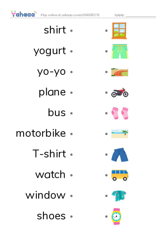 Draw a line to match worksheet for i learn 2