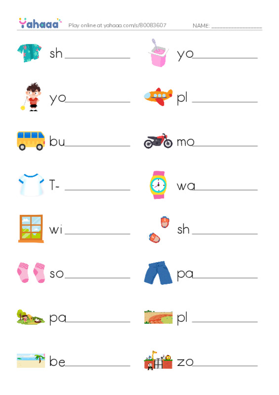 Write the word rows worksheet for i learn 2