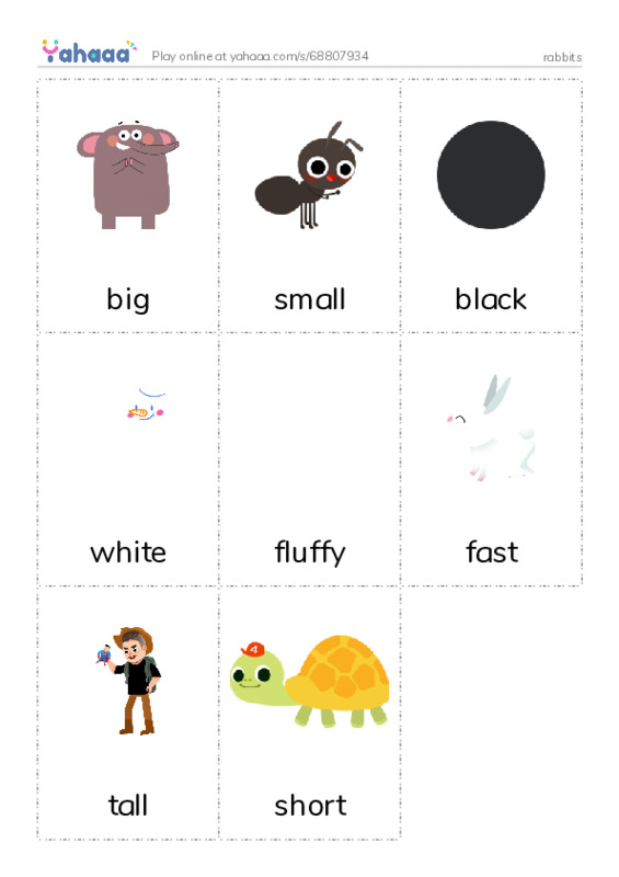 Picture flashcards worksheet for rabbits