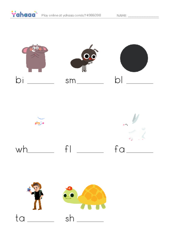 Finish the word worksheet for rabbits