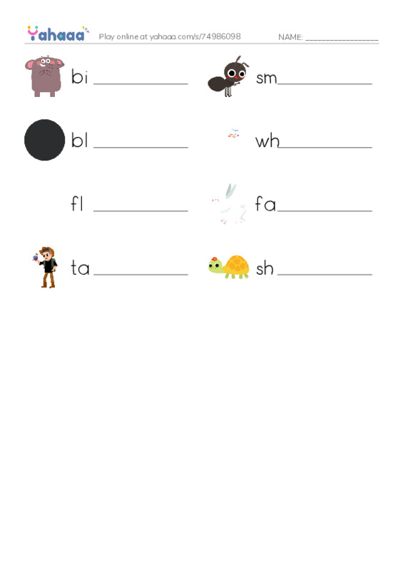 Write the word rows worksheet for rabbits