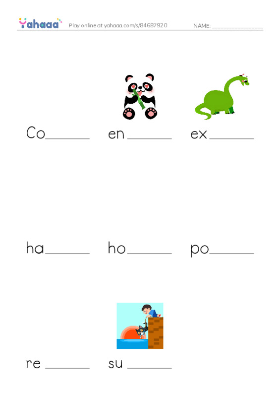 Finish the word worksheet for Tigers