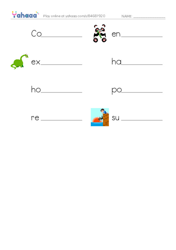 Write the word rows worksheet for Tigers
