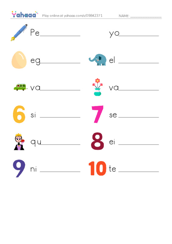 Write the word rows worksheet for Unit 3, 4