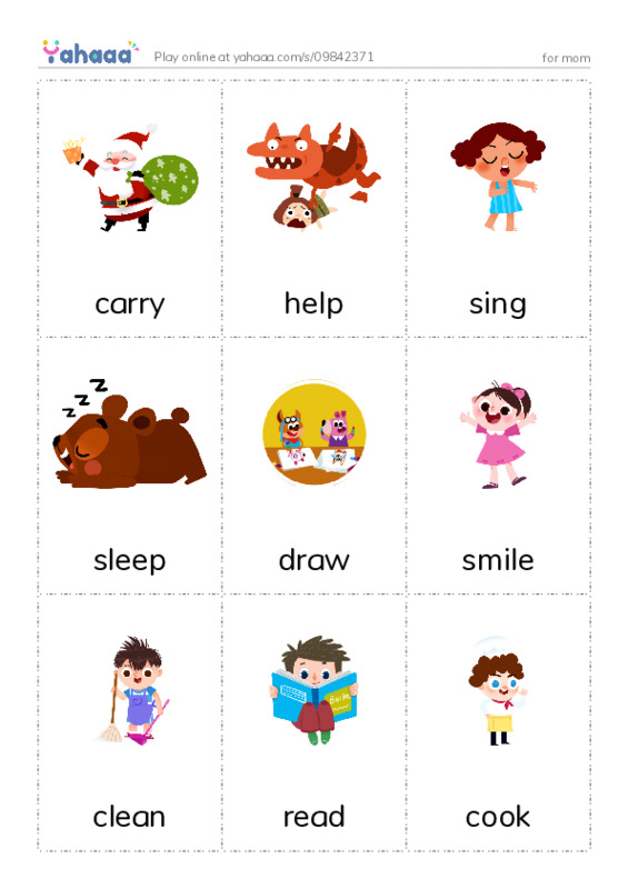 Picture flashcards worksheet for for mom