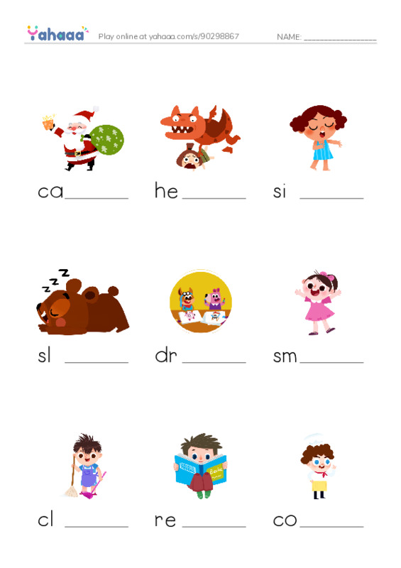 Finish the word worksheet for for mom