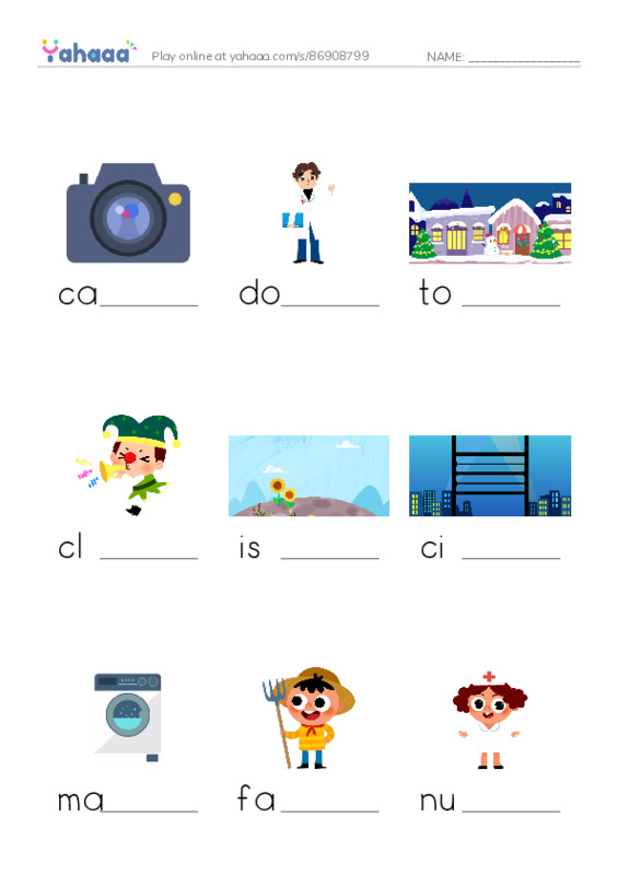 Finish the word worksheet for MY FAVOURITE BOOK