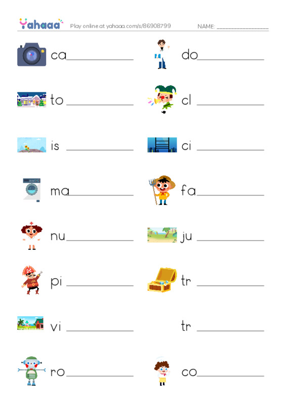 Write the word rows worksheet for MY FAVOURITE BOOK