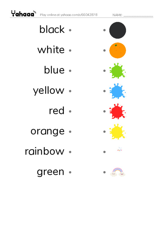 Draw a line to match worksheet for colors