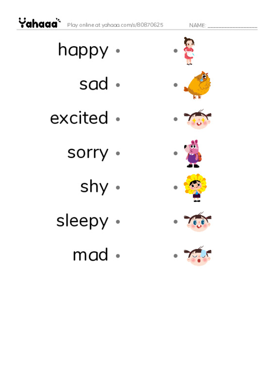 Draw a line to match worksheet for faces