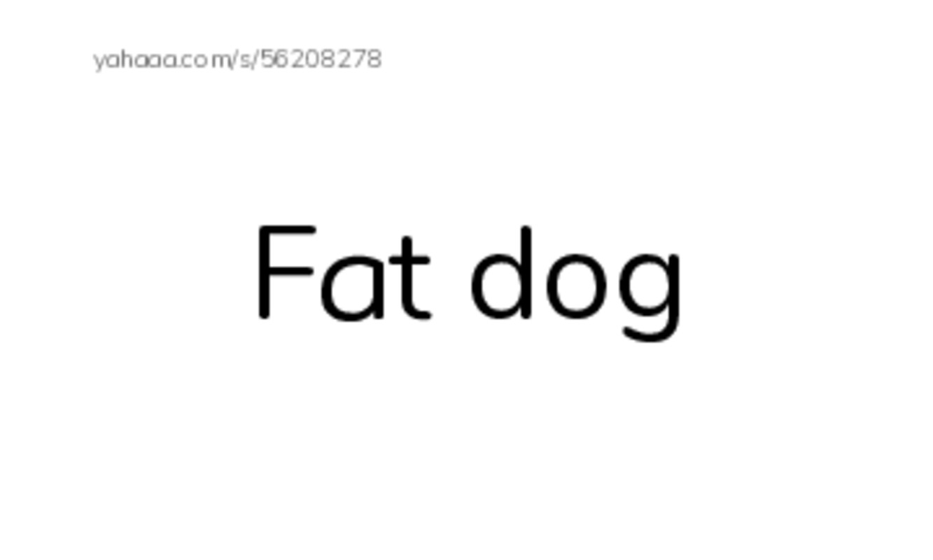 Index cards, words only worksheet for Fat dog, thin dog, scrawny and 13 more