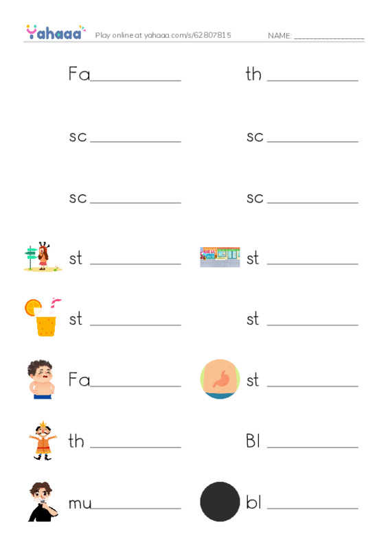Write the word rows worksheet for Fat dog, thin dog, scrawny and 13 more