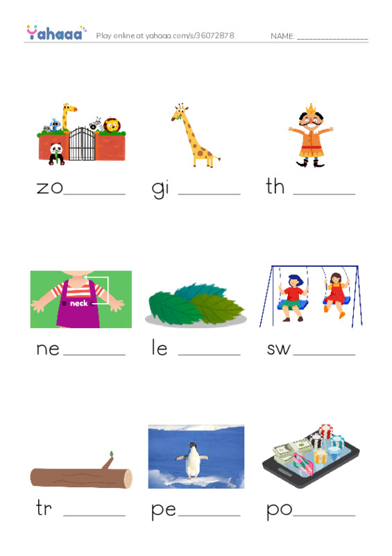 Finish the word worksheet for power up 1 unit 6 when we go to the zoo