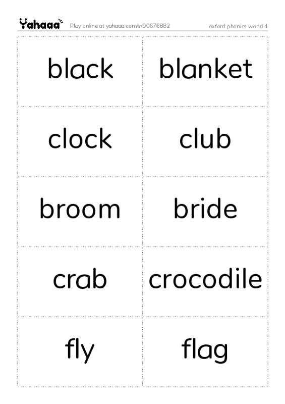 Word flashcards worksheet for oxford phonics world 4