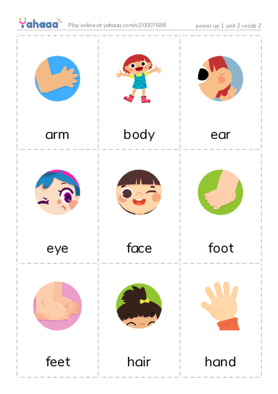 Picture flashcards worksheet for power up 1 unit 2 vocab 2