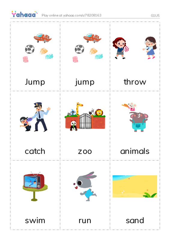 Picture flashcards worksheet for G1U5