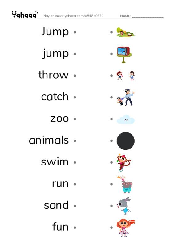 Draw a line to match worksheet for G1U5