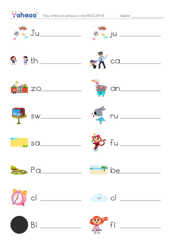 Write the word rows worksheet for G1U5