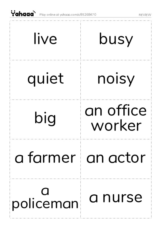 Word flashcards worksheet for REVIEW