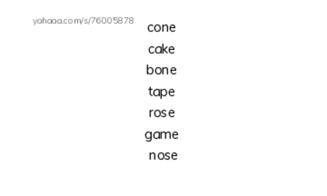 Index cards, words only worksheet for MAGIC o_e and MAGIC a_e